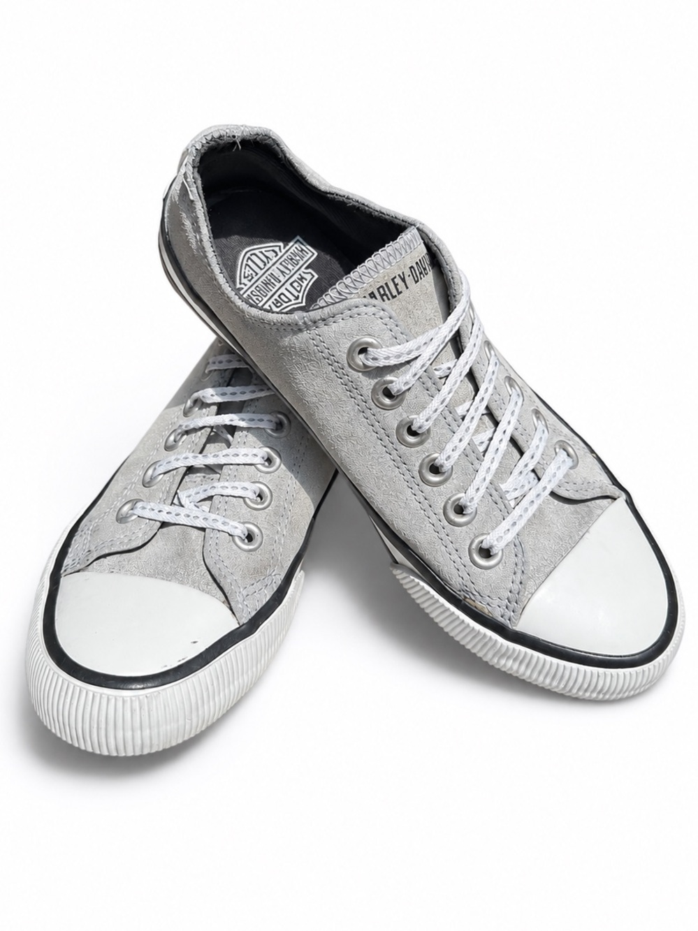 Harley-Davidson Burleigh Leather Sneakers Gray White Motorcycle Shoes Women’s 7